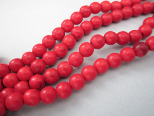 Red howlite 6mm round gemstone beads