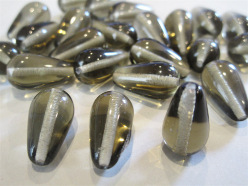 Gray 15x8mm teardrop Czech glass beads