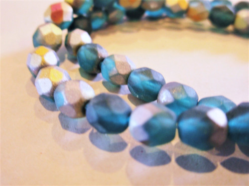 6mm faceted round Czech glass beads