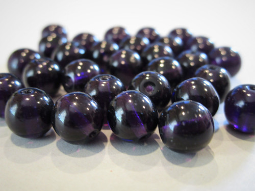 Purple 8mm round Czech glass beads