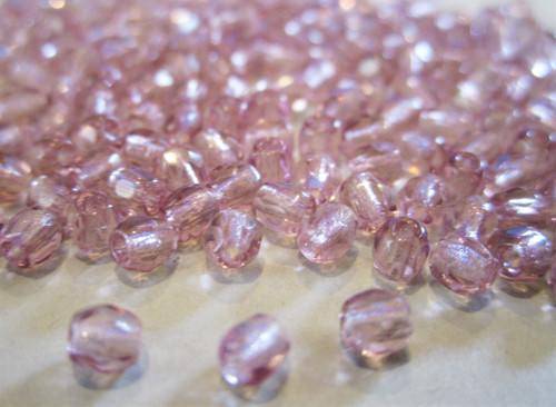 Purple 3mm faceted round Czech glass beads