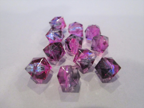 Purple blue 8mm faceted cube acrylic beads