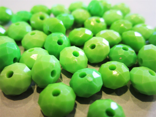 Green 8mm faceted rondelle acrylic beads