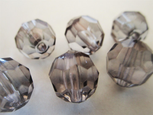 Gray 12mm faceted round acrylic beads