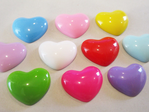 Opaque 16mm heart resin cabochons