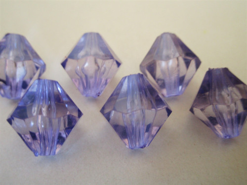 Purple 14mm faceted bicone acrylic beads