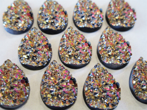 Brown ab 14x10mm teardrop druzy resin cabochons