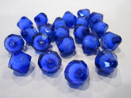 Blue 10mm faceted bicone acrylic bead in a bead
