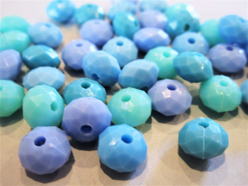 Opaque blue mix 8x5mm faceted rondelle acrylic beads