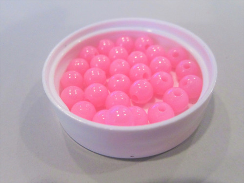 Opaque pink 6mm smooth round acrylic beads
