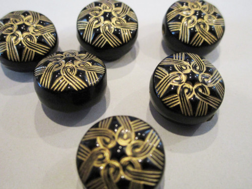 Black with gold inlay 16mm coin acrylic beads