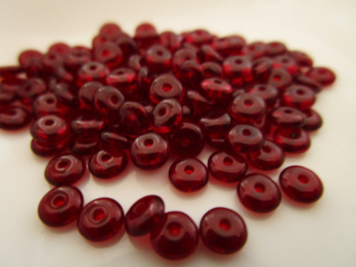 Red 4mm rondelle Czech glass beads