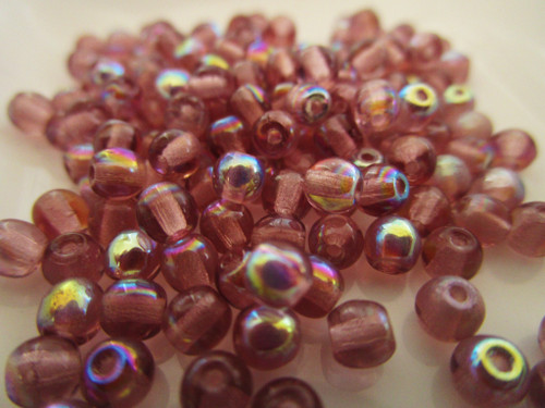 Purple ab 4mm round druk Czech glass beads