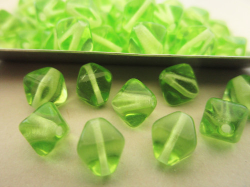 Peridot green 8mm bicone Czech glass beads