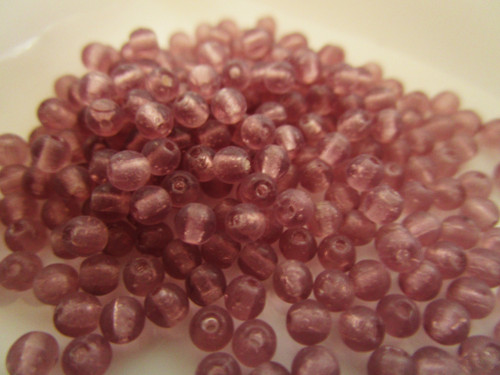 Purple 3mm round Czech glass beads
