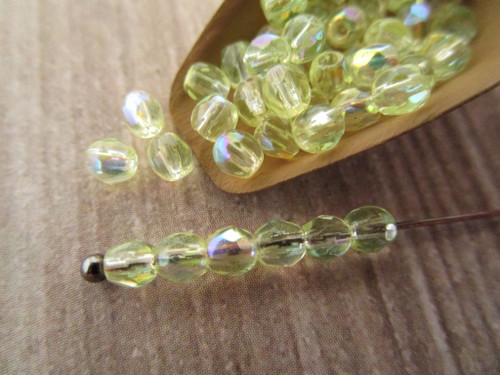 Jonquil yellow 3mm faceted round Czech glass beads