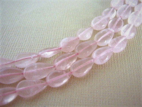 Rose quartz 7x9-11mm flat teardrop gemstone beads