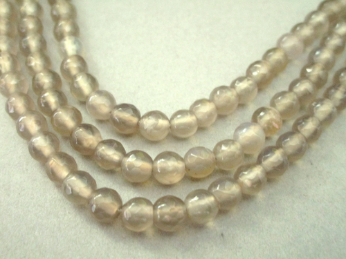 Gray agate 6mm faceted round gemstone beads