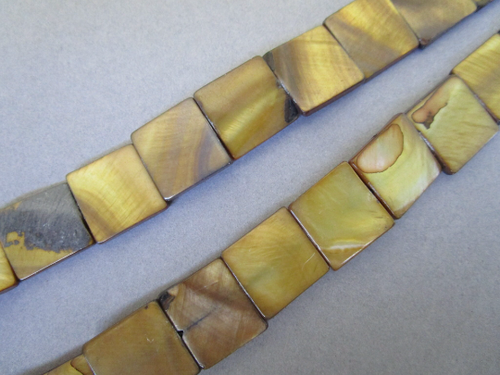 Brown Mother of Pearl 15mm square shell beads