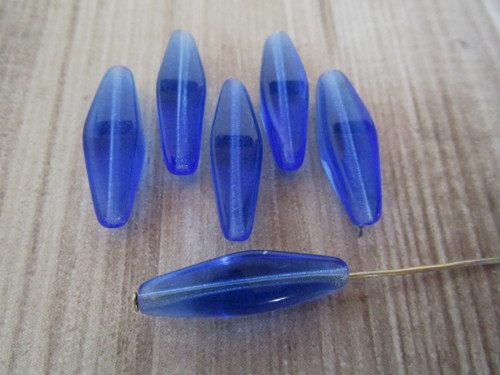 Sapphire blue 24x9mm bicone Czech glass beads