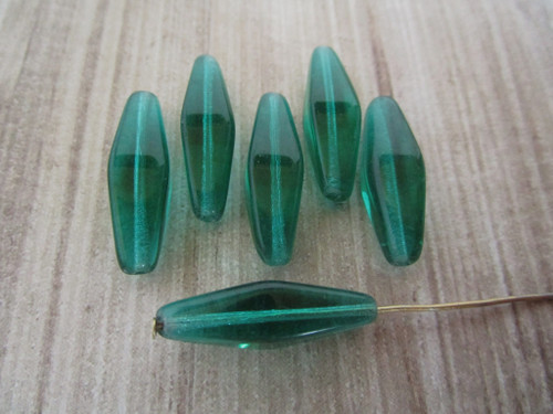 Teal 24x9mm bicone Czech glass beads