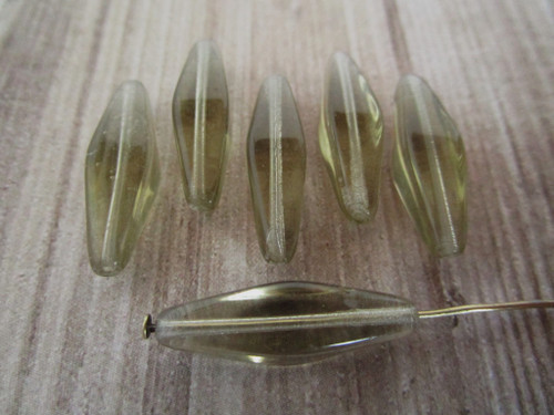 Black diamond gray 24x9mm bicone Czech glass beads