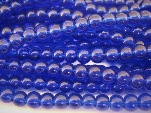 Transparent blue 4mm round glass beads