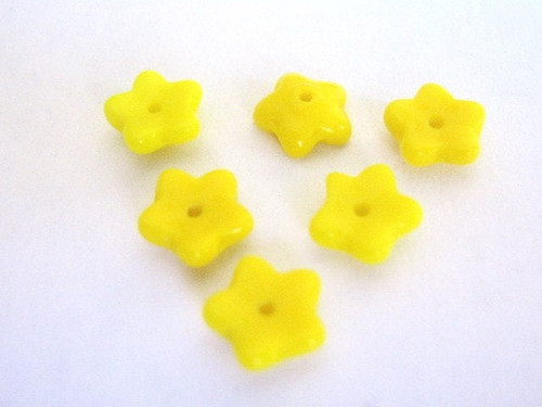 opaque yellow 8mm flower Czech beads