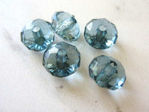 Montana blue 14x9mm faceted rondelle acrylic plastic beads
