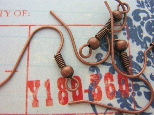 Antique copper finish fish hook ear wires 19x17mm