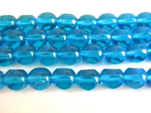 blue 8mm triangle cut Czech glass bead