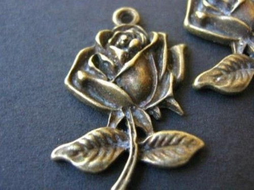 Antique bronze finish 25mm flower rose charms
