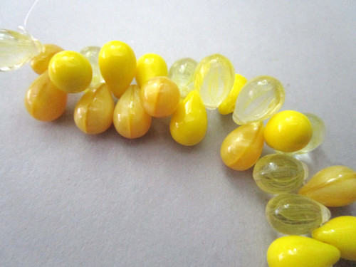 yellow 9x6mm teardrop Czech glass bead