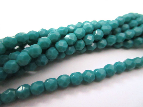 Persian turquoise 4mm faceted round Czech glass bead