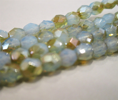 Blue 4mm faceted round Czech beads