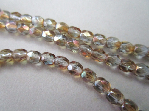 Sapphire Celsian 4mm faceted round Czech glass beads