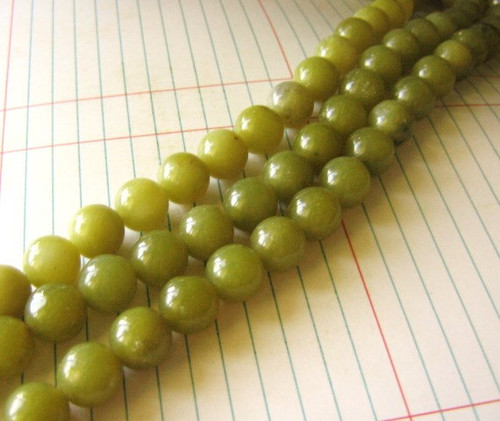 Olive jade 12mm round gemstone bead