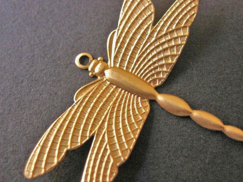 Dragonfly charm 36x28mm brass insect