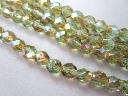 Chrysolite Celsian 4mm faceted round Czech glass beads