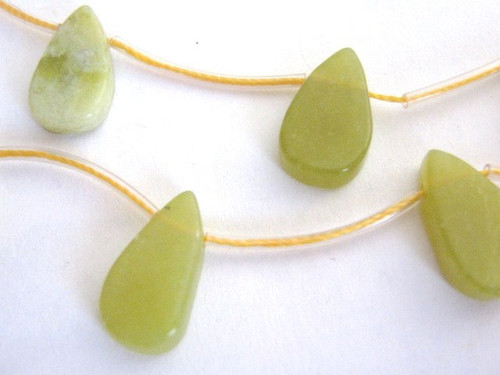 Olive jade teardrop gemstone bead