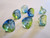 Blue yellow 12x10mm flower Czech glass beads