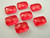 Red 18x12mm faceted rectangle acrylic beads