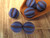 Indigo blue brown wash 12mm melon Czech glass beads