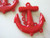 Opaque red 45mm anchor pendant acrylic plastic