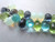 Blue green white 9x6mm teardrop czech glass beads