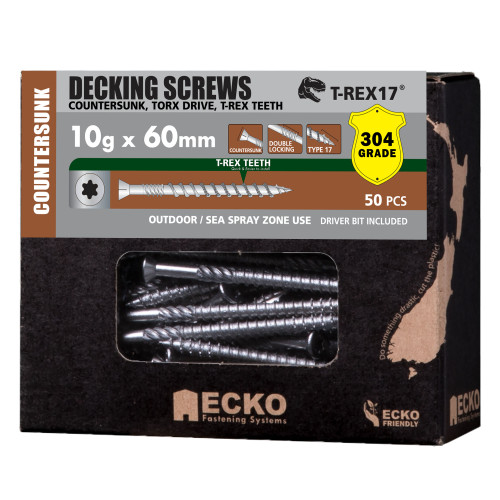 Ecko Deck Screw 10 X 60 Csk T25 S/S304 50Pk