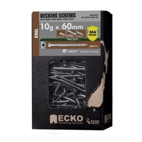 Ecko Deck Screw 10 X 60 Oval T25 S/S304 250Pk