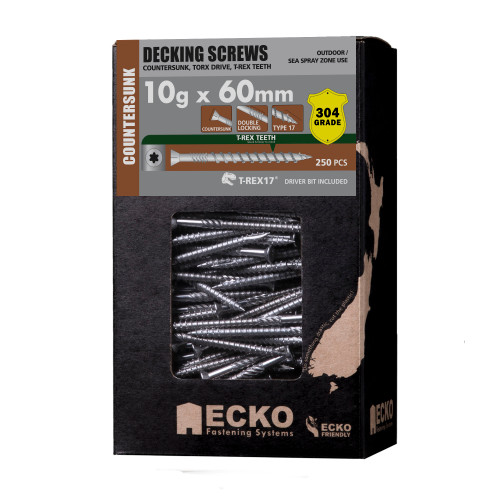 Ecko Deck Screw 10 X 60 Csk T25 S/S304 250Pk