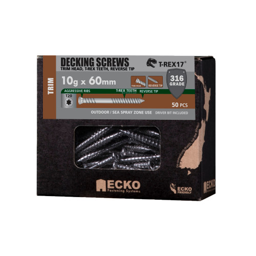 Ecko Deck Screw 10 X 60 Trim T20 S/S316 50Pk