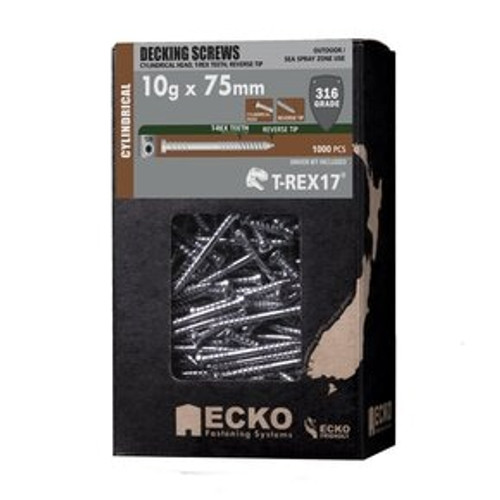 Ecko Deck Screw 10 X 75 Cylindrical T20 S/S316 250Pk